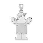 14K White Gold Medium Boy with Hat on Left Engravable Charm view