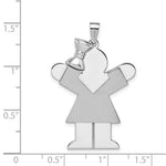 14K White Gold Large Girl with Bow on Left Engravable Charm view