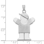 14K White Gold Large Boy with Hat on Right Engravable Charm view