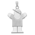 14K White Gold Large Boy with Hat on Right Engravable Charm