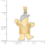 14K Two-Tone Puffed Boy with Hat on Left Engravable Charm view