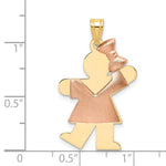 14K Two-Tone Puffed Girl with Bow on Right Engravable Charm, 30 x 20mm view