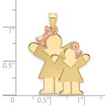 14K Two-Tone Big Girl and Little Girl Engravable Charm, 35 x 25mm view