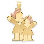 14K Two-Tone Big Girl and Little Girl Engravable Charm, 35 x 25mm view