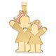 14K Two-Tone Big Girl and Little Girl Engravable Charm, 35 x 25mm