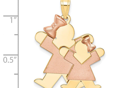 14k Two-Tone Big Girl and Little Girl Engravable Charm (Style XK640)