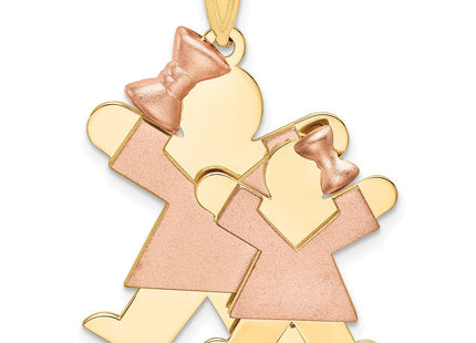 14k Two-Tone Big Girl and Little Girl Engravable Charm (Style XK640)