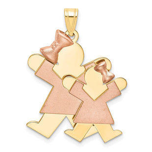 14k Two-Tone Big Girl and Little Girl Engravable Charm (Style XK640)
