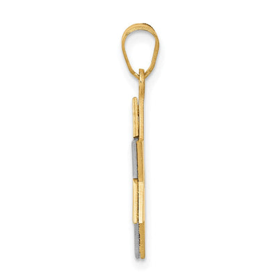 14K Two-tone Star of David Pendant, 25 x 16mm