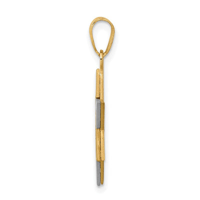 14K Two-tone Star of David Pendant, 25 x 16mm (K687)