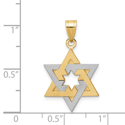 14K Two-tone Star of David Pendant, 25 x 16mm (K687)