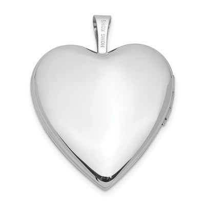 14K White Gold Diamond Satin and Diamond-cut Cross Heart Locket