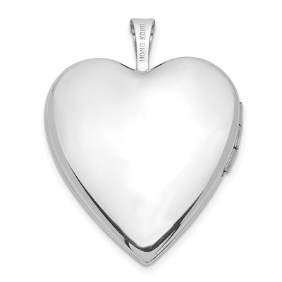 14K White Gold Diamond Star Heart Locket, 25 x 20mm