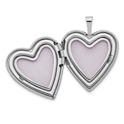 14K White Gold Diamond Star Heart Locket, 25 x 20mm