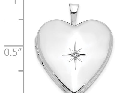 14K White Gold Diamond Star Heart Locket (Style XL591)