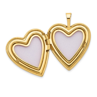14K Polished and Satin Diamond Star Heart Locket