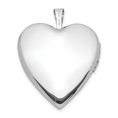 14K White Gold Polished and Satin Diamond Star Heart Locket