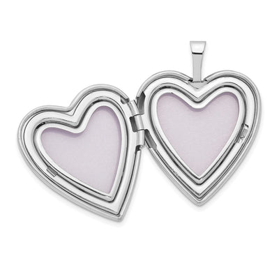 14K White Gold Polished and Satin Diamond Star Heart Locket