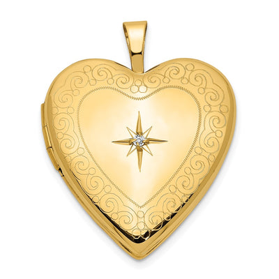 14K gold diamond locket pendants & charm