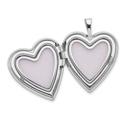 14K White Gold Diamond Star with Side Swirl Edge Heart Locket