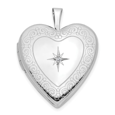 14K white gold diamond locket pendants & charm