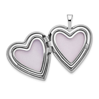 14K White Gold Floral Vine Border Heart Locket