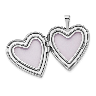 14K White Gold MOM Script with Hearts Heart Locket