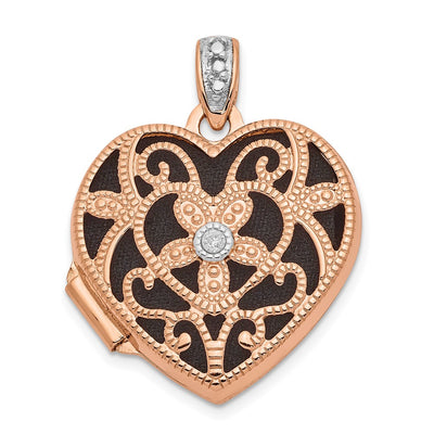 14K rose gold diamond locket pendants & charm