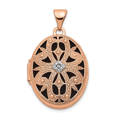 14K rose gold diamond oval pendants & charm