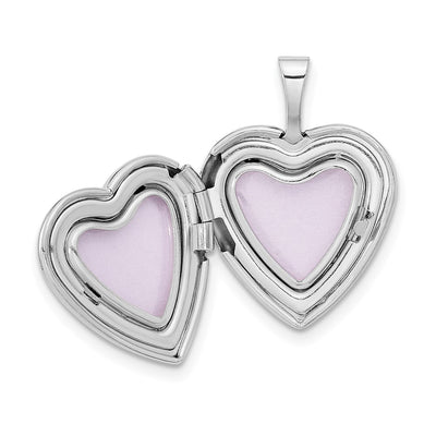 14K White Gold Heart Locket