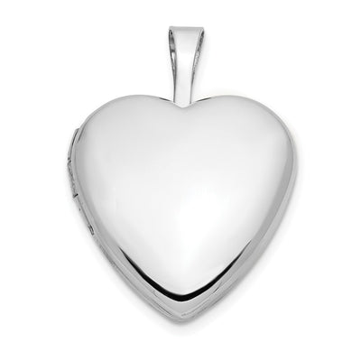 14K White Gold Heart Locket