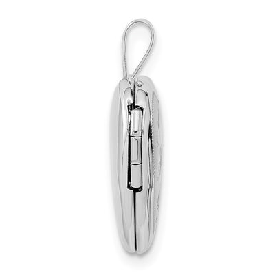 14K White Gold Polished and Satin I LOVE YOU Script Heart Locket