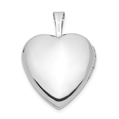 14K White Gold Polished and Satin I LOVE YOU Script Heart Locket