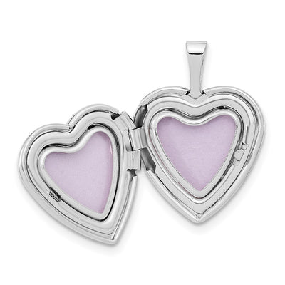 14K White Gold Polished and Satin I LOVE YOU Script Heart Locket