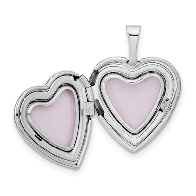 14K White Gold .01 carat Diamond Star Heart Locket