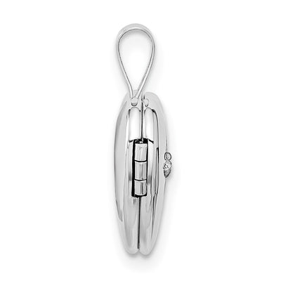14K White Gold Diamond Star Heart Locket, 18 x 12.45mm