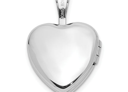 14K White Gold Diamond Star Heart Locket, 18 x 12.45mm