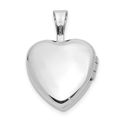 14K White Gold Diamond Star Heart Locket, 18 x 12.45mm