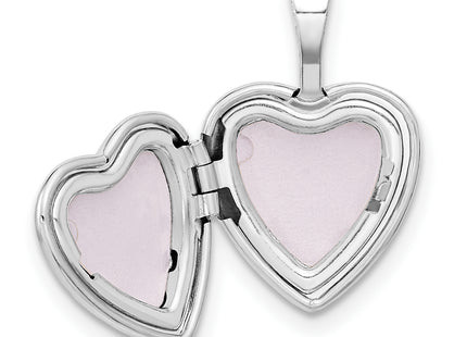 14K White Gold Diamond Star Heart Locket, 18 x 12.45mm