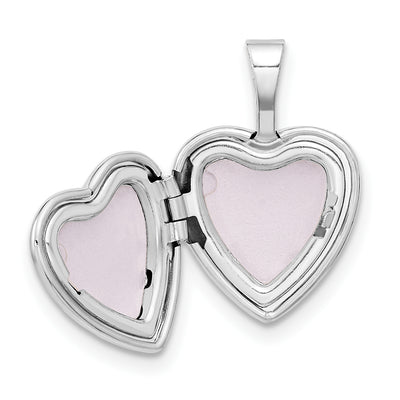 14K White Gold Diamond Star Heart Locket, 18 x 12.45mm