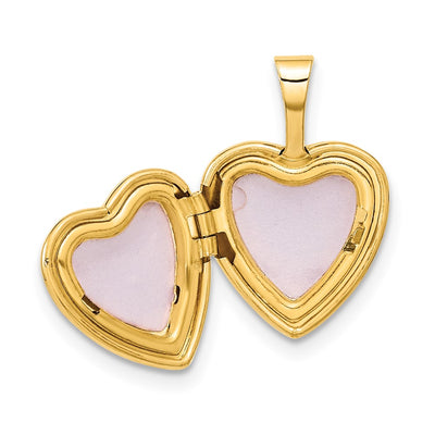 14K Polished Scrolled Border .. Diamond Star Heart Locket