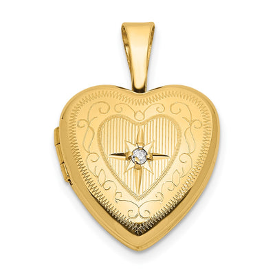 14K gold diamond locket pendants & charm