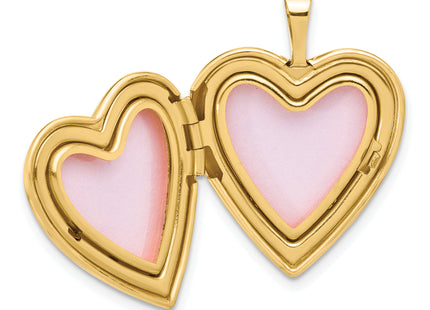 14K Satin and Polished Diamond Star Heart Locket, 25 x 19.5mm