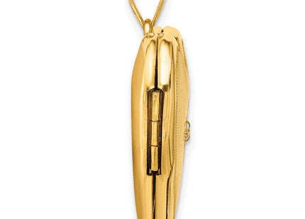 14K Satin and Polished Diamond Star Heart Locket (Style XL845)