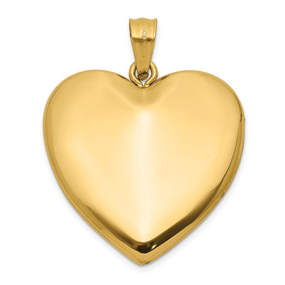 14K Satin and Polished Diamond Star Heart Locket, 30 x 24mm