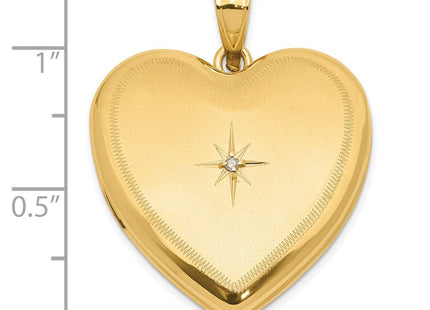 14K Satin and Polished Diamond Star Heart Locket (Style XL845)