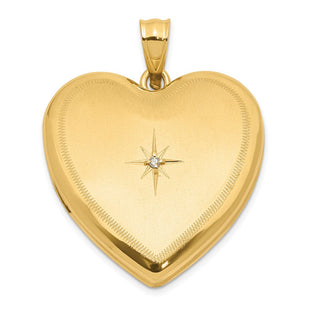 14K Satin and Polished Diamond Star Heart Locket (Style XL845)