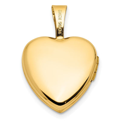 14K Satin and Polished Diamond Star Heart Locket, 25 x 19.5mm