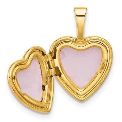 14K Polished and Satin Butterflies Heart Locket