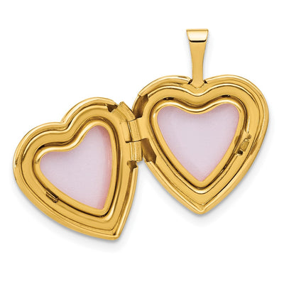 14K Textured and Polished Paw Prints Heart Locket